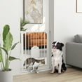 thumbnail image 2 of PawHut 30"-32" Extra Wide Pet Gate Barrier with Small Door, 35"H, White, 2 of 10