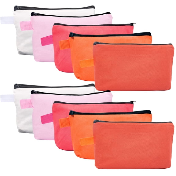 10pcs Canvas Makeup Bags Bulk Travel Cosmetic Pouch Colorful Small Toiletry Canvas Bags Multipurpose Travel Blank DIY Craft Pencil