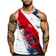 thumbnail image 2 of HaoXianJian Men's Workout Tank Tops Sleeveless Gym Cut Off Tee Bodybuilding Fitness Muscle USA Flag Shirt 4th July Independence Day USA Flag Casual Running T-Shirt Going Out Tops Plus Size S-4X, 2 of 5
