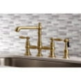thumbnail image 2 of Kingston Brass KS7277ALBS Kitchen Faucet with Side Sprayer, Brushed Brass, 2 of 5