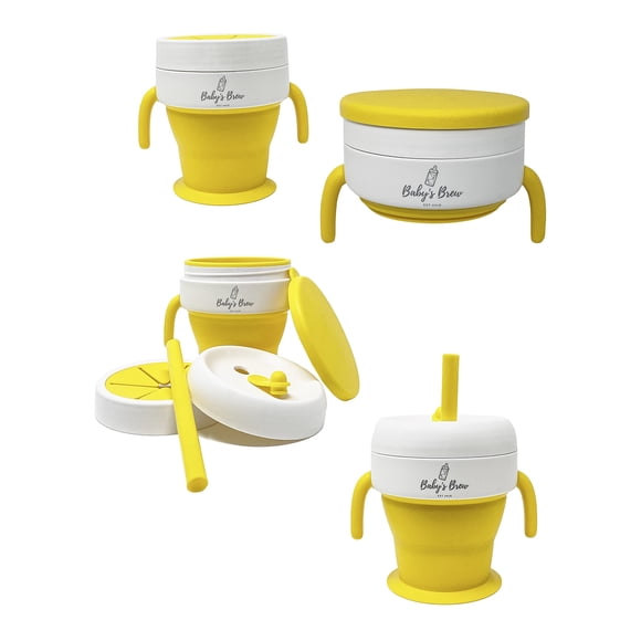Vaso Bebé Brew 2 en 1 Plegable para Snack y Bebida con Pajita