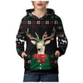 thumbnail image 2 of DHFJKG Hooded Pullover Child Toddler Boys Girls Christmas Long Sleeve Cartoon Reindeer Print Warm Hoodie Sweatshirts Kids Leisure Jumper Tops, 2 of 7