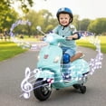thumbnail image 2 of Costway Licensed VESPA 12V Kids Electric Motorcycle with Music Horn Story Training Wheels Green, 2 of 10