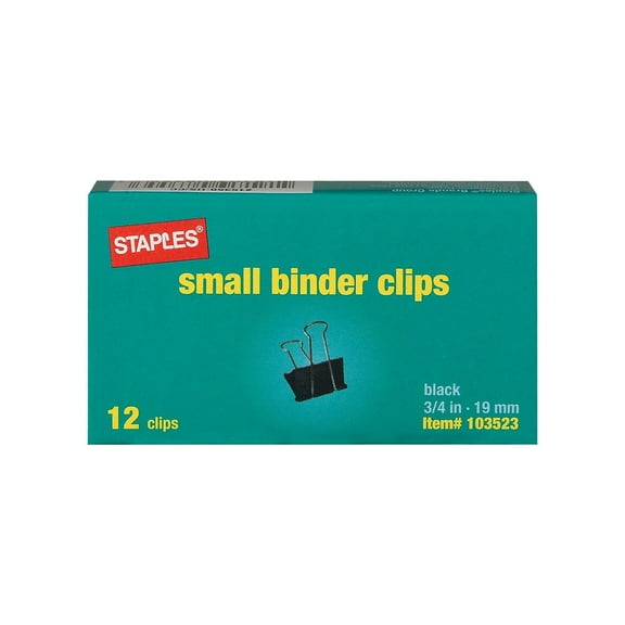 Staples Binder Clips Small Black 36/Carton 15350VS