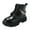 Black-08, variant on )Girls Goth Patent Boots Pearl Chain Decor Lace Up Shoes Fashion Soft Ankle Boots (Toddlers & Little Girls)