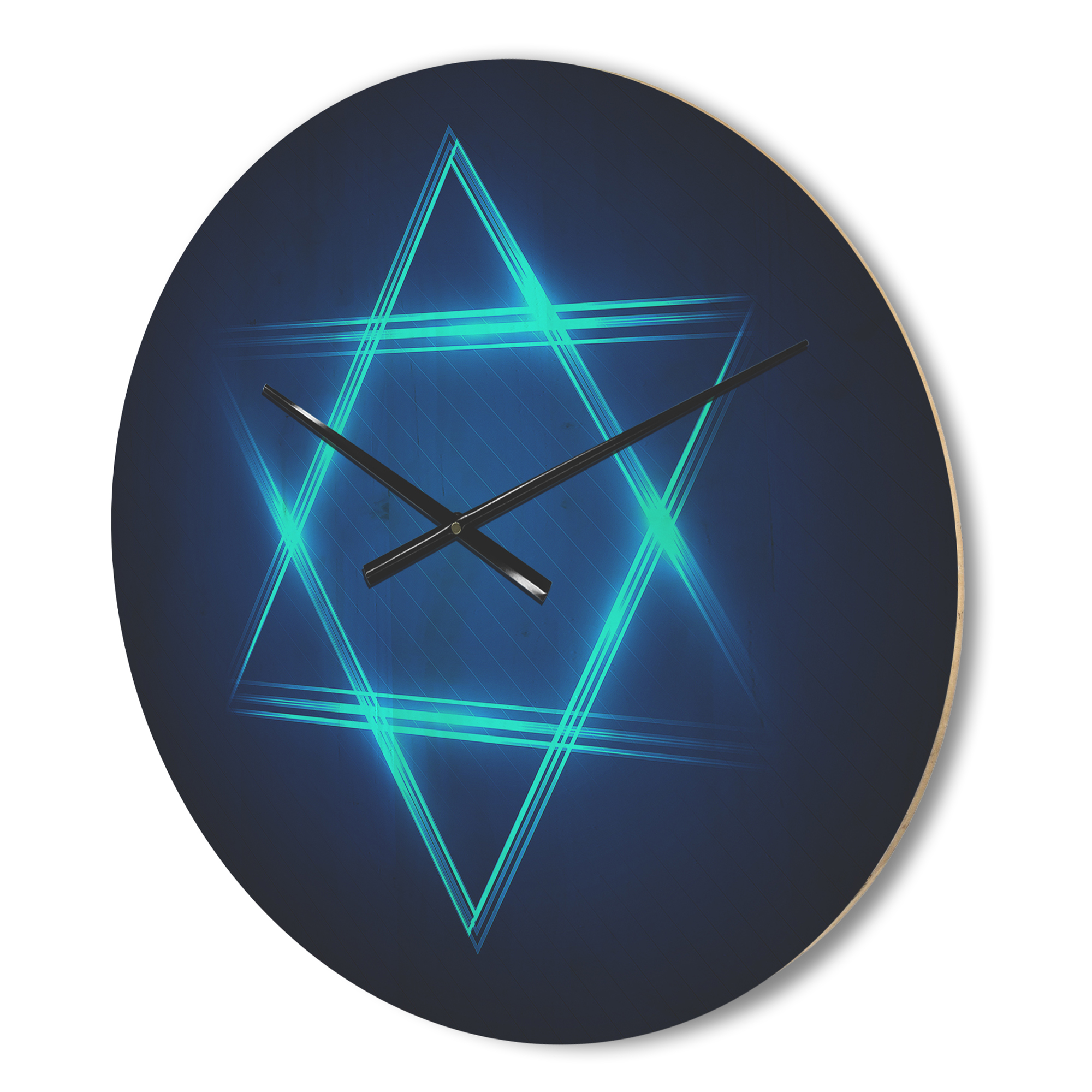 Designart 'Blue Neon Star of David' Modern Wood Wall Clock - image 3 of 5