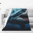 thumbnail image 1 of Fotbe 3D Realistic Shark Manta de Franela Acolchonada con Estampado, Súper Suave y Esponjosa, Extra Grande para Sofá, Cama, Uso Todo el Año-50"x40", 1 of 7