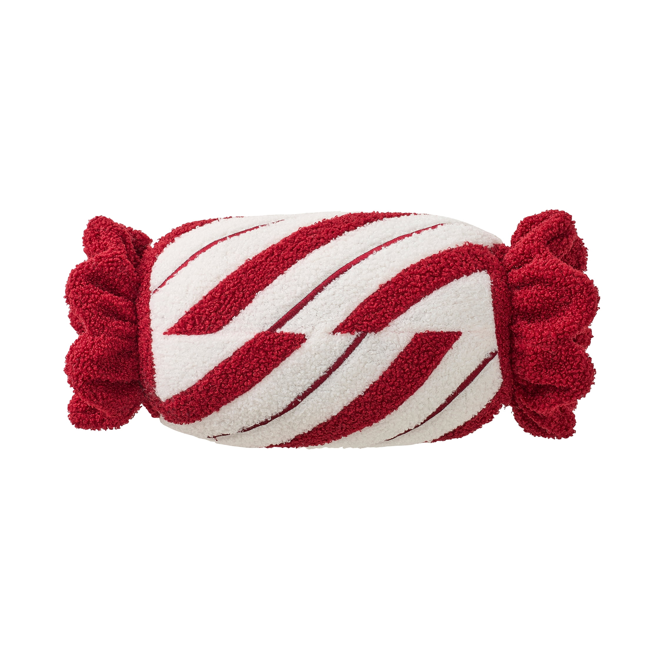 My Texas House Candy Cane Bolster Pillow 16 x 8 White Red