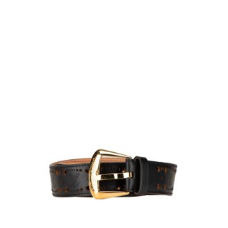Pre-Owned LOUIS VUITTON Belt Leather Metal Black Silver  display picture 3
