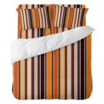 thumbnail image 2 of Vintage Striped 4 Piece Bedding Set, Orange Black Brown Stripes Simple Country Twin Size Duvet Cover Set with Zipper Closure & Corner Ties Soft Breathable Comforter Cover for Bedroom, 2 of 9