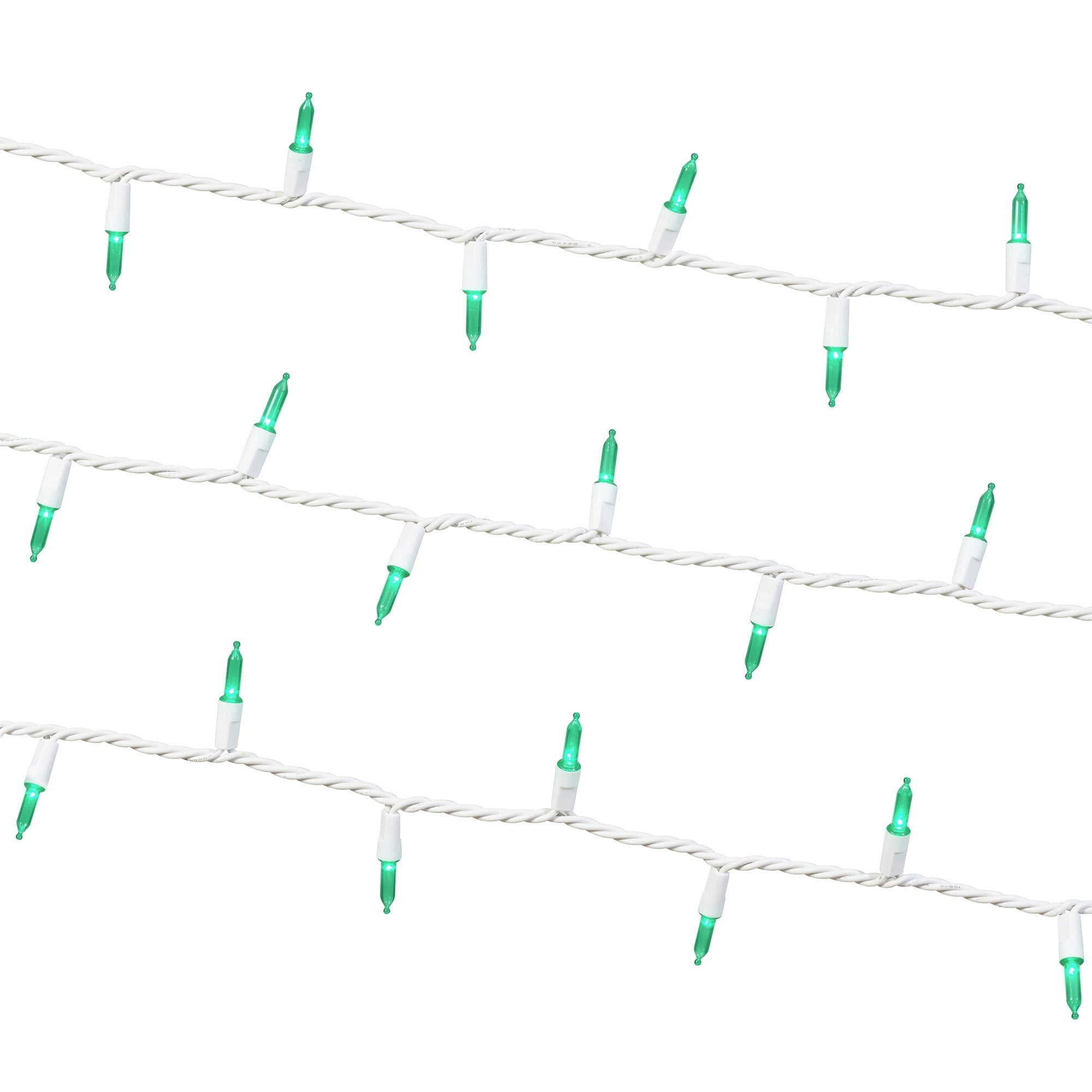 Indoor/Outdoor 100-Count LED Mini Christmas String Lights, Green, White Wire, 19.5', by Holiday Time