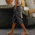 thumbnail image 6 of Clearance! Women's Cotton Linen Wide Leg Capri Pants High Waisted Drawstring Breathable Summer Beachwear Fashionable and Comfortable Grey L Size, 6 of 6