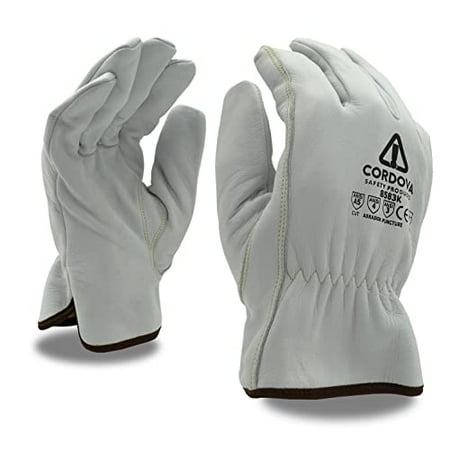 

12-Pack of Cordova 8583K2XL Premium Grain Goatskin Driver Work Gloves Aramid/Glass Fabric Lined Keystone Thumb ANSI Cut Level 5 2X-Large