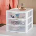 Sterilite Small 3 Drawer Organizer Storage Unit Stacks Plastic White