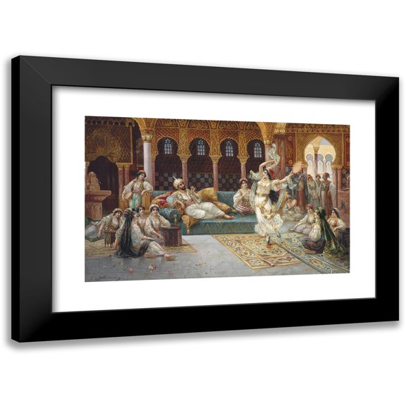 J.G. Delincourt 14x11 Black Modern Framed Museum Art Print Titled - A Harem Dance