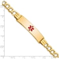 thumbnail image 4 of 14K Yellow Gold Semi-Solid Medical Red Enamel Curb Link Id Bracelet (7 X 10.5) Made In United States xm579cr-7, 4 of 5