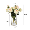 thumbnail image 5 of 13" Artificial Silk Rose Flowers in Glass Vase with Faux Water, 5 of 5