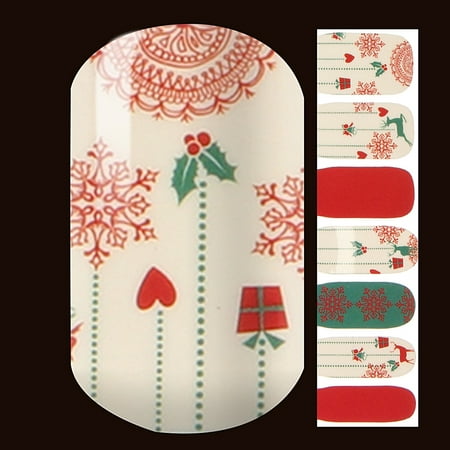 Christmas Theme Water Art Decals Self Adhesive Polish Full Nail