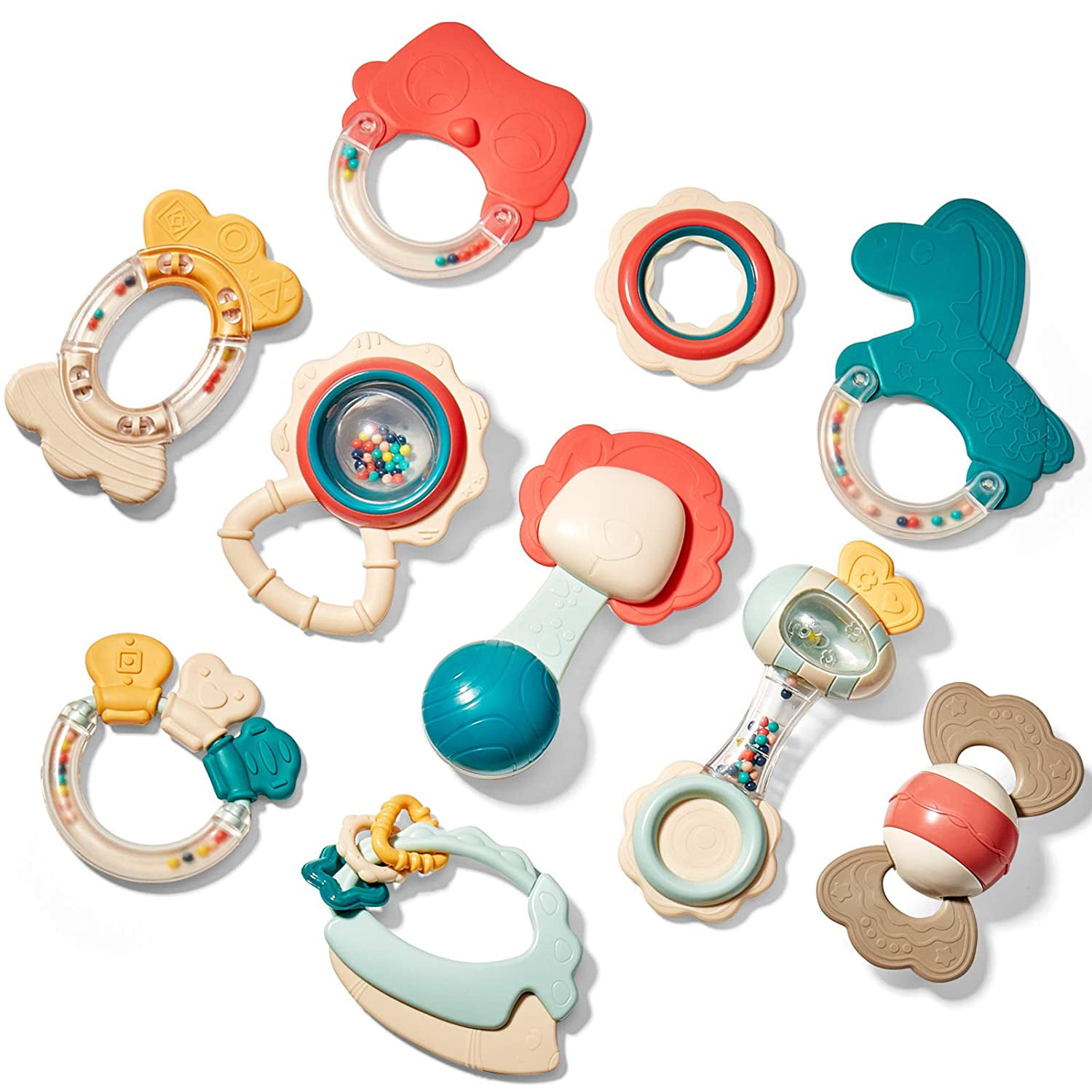 2pcs/ Set Infant Animal Rattle Toys Baby Hand Bells Wrist Foot Socks Ring Toys Q 