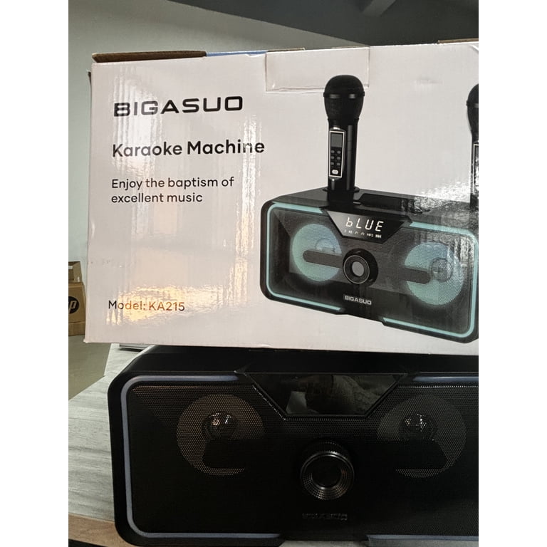 BIGASUO Karaoke Machine, Portable Bluetooth Speaker, 2 Wireless