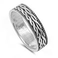 thumbnail image 1 of Oxidized Spinner Rope Knot Wedding Ring Sterling Silver Band 925 Jewelry Female Male Unisex Size 13, 1 of 4