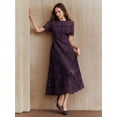 thumbnail image 3 of Purple Dress With Short Sleeve And High-Low Ruffled Hem, 3 of 30