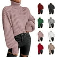 thumbnail image 3 of Suéter De Manga Larga Para Mujer Suéter De Cuello Alto Para Mujer Suéter De Punto Suéter De Cuello Alto Hombro Caído Suéter De Manga Larga Suéter Informal Para Mujer Rosa L ANGGREK  Otros, 3 of 5