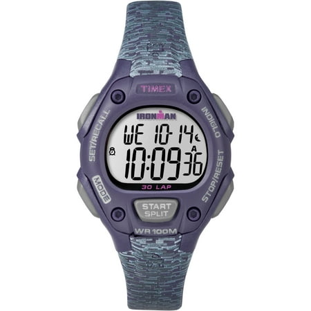 TIMEX Women's IRONMAN Classic 30 34mm Watch – Purple Case with Purple/Gray Pattened Resin Strap
