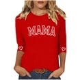 thumbnail image 1 of Penkiiy 3/4 Manga Camisas Mama para Mujeres Carta Mama Impresión Tee Mom Regalo Camisa de manga corta Día de las Madres Tops 2XL Rojo, 1 of 5