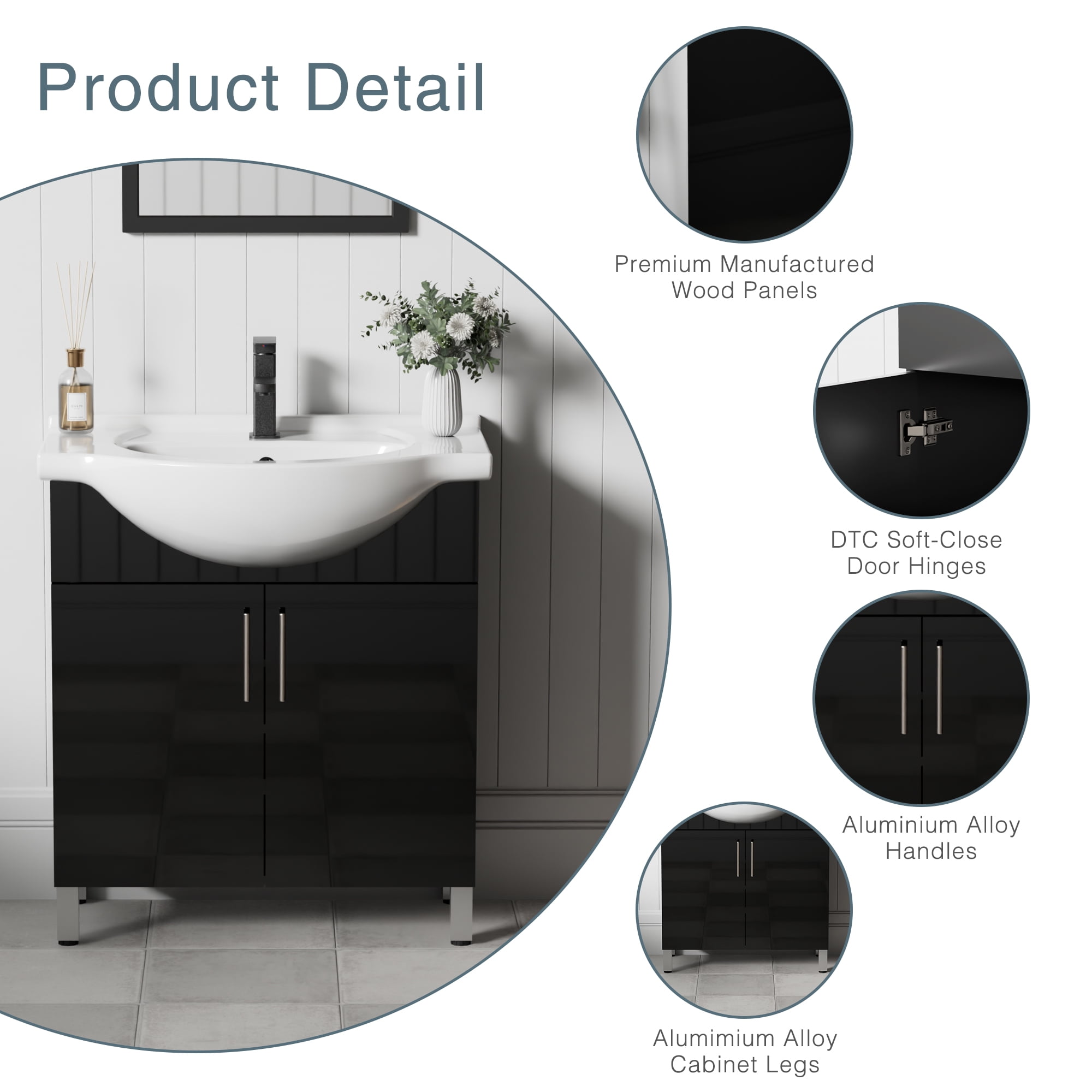 Eclife 30" Freestanding Single Bathroom Vanity with Euro Ceramic Sink and Faucet