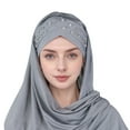 thumbnail image 3 of Riforla Women's Three Layer Tie Head Wrap Scarf Turban Cap Elegant and Stylish Head Covering Accessory Grey, 3 of 3