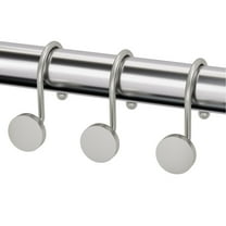 AmazerBath Shower Curtain Hooks, Shower Curtain Rings, Heavy Duty Modern Decorative Brushed Nickel Shower Curtain Hooks Rust Proof Smooth Glide Shower Hooks for Shower Curtain Shower Rod Hook, 12Pcs