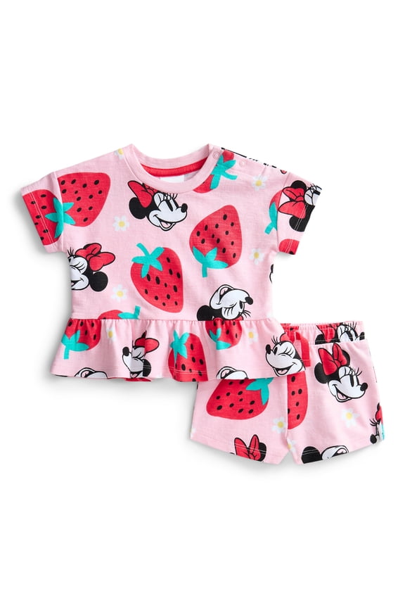 Toddler Girls' Short Sleeve Graphic Tee and Matching Ruffle Shorts Set, 2-Piece, Sizes 12M-5T