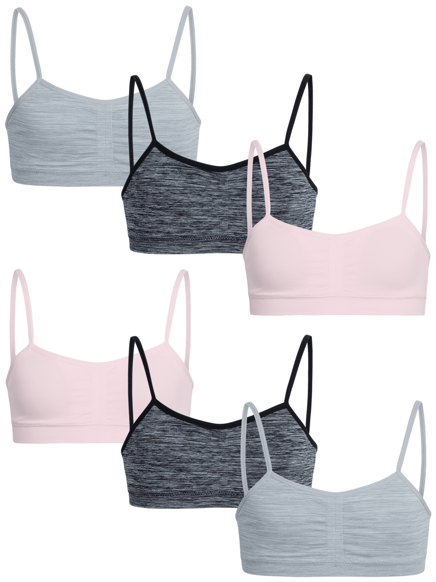 Sweet & Sassy Girls' Training Bra 6 Pack Seamless Cami Bralette