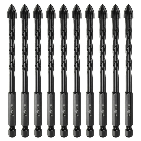 Unique Bargains 10pack Masonry Drill Bits, 8mm Concrete Drill Bit 1/4' Hex Shank Ceramic Drill Bit