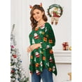 thumbnail image 4 of LARACE Plus Size Halloween Tops Tunic Tops 3/4 Roll Sleeve Floral Printed Blouses Long Sleeve Shirts Flower45 1X, 4 of 7