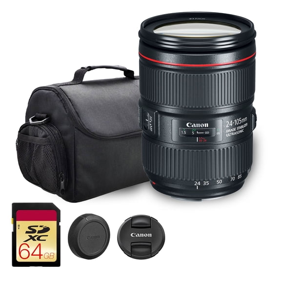 Canon EF 24-105mm f/4L IS II USM Lens | L-Series Standard Zoom with Image Stabilization & Advanced Optics | Ideal for Portraits, Weddings & Everyday Photography (1380C002)   Shoulder Bag   64GB Card