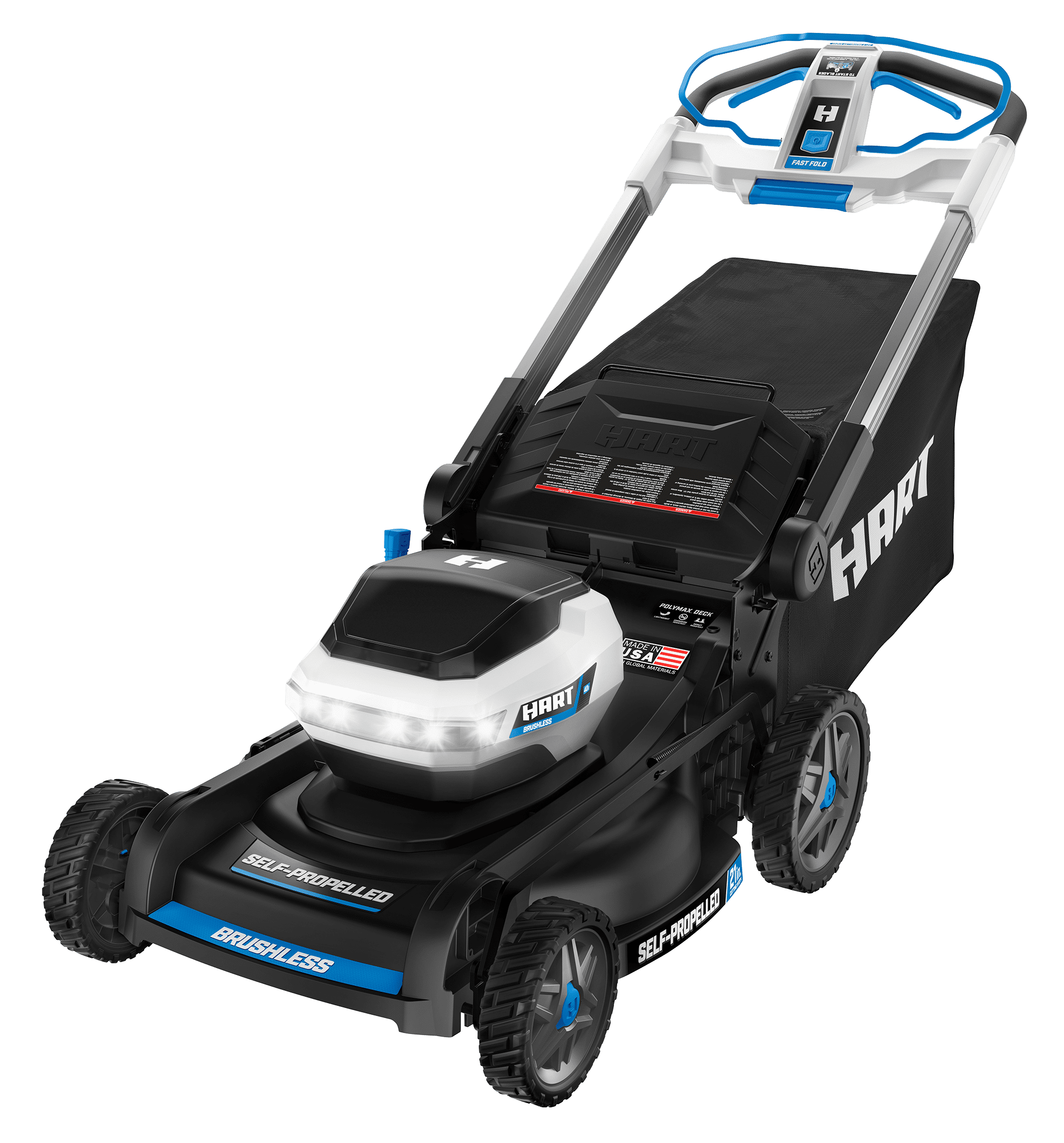 HART 40-Volt SUPERCHARGE Brushless 21-inch 3-in-1 Self-Propelled Mower (2) 6.0 Ah Lithium-Ion Batteries