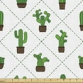thumbnail image 1 of Botanical Upholstery Fabric by the Yard, Repetitive Cactus Plants in Pot Dashed Lines Diagonal Squares Check, Decorative Fabric for DIY and Home Accents, Fern Green Brown White by Ambesonne, 1 of 5