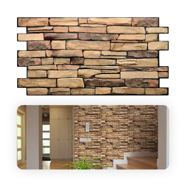 Smart Profile 3d Wall Panels For Interior Decor Non Adhesive Pvc Beige Faux Stone - What Adhesive To Use For Pvc Wall Panels