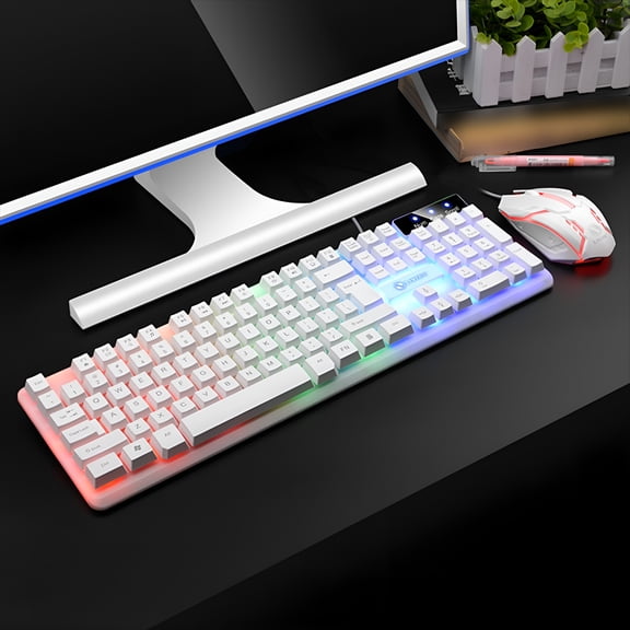 GJX Gaming Keyboard and Mouse Combo,Luminous Wireless Mechanical Feel Keyboard with Suspended Keys,104-Key Backlit Adjustable Keyboard and Ergonomic Mouse for Pc Gaming Computer Setup