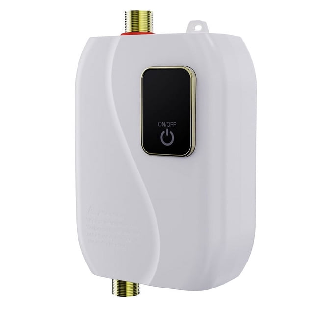 TFixol Instant 110V Electric Water Heater for Kitchen & Bathroom, Compact Flow-Controlled Temperature, Stainless Steel, White, US Plug, 3000W/3500W, IPX4 Waterproof
