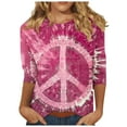 thumbnail image 2 of Aboser Vintage 60s Shirts for Women 3/4 Sleeve Hippie Tops Peace Sign Love Costume Shirt Loose Round Neck Blouses Trendy Tie Dye Tops, 2 of 5