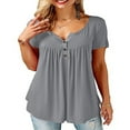 thumbnail image 3 of Tops de Tunique d'Été pour Femmes à Manches Courtes Chemisiers Henley Floraux Décontractés, 3 of 5