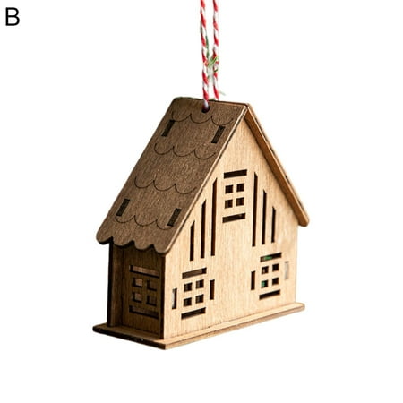 

VERMON Wooden House Pendant Create Festive Atmosphere Exquisite Nice-looking Wall Decoration Xmas Wood House Pendant