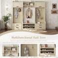thumbnail image 4 of 4-in-1 Detachable Hall Tree with Storage Bench, Wood Coat Rack with 7 Hooks, 2 Display Dividers and 2 Cabinet, Mudroom Organizer with 4 Drawers and 2 Shoes Storage Shelves for Hallway, 4 of 8