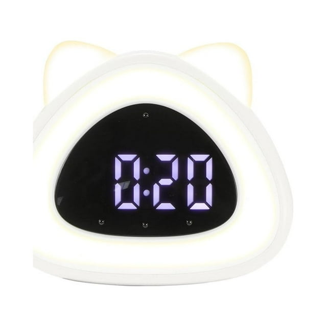 Cat Wake-Up Thermometer Led Light Bedside Clock Lamp