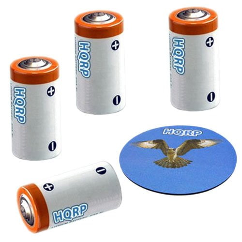 HQRP 4-Pack 3V Batteries for Pentax ZX-M, ZX-50, ZX-5N, ZX-60, IQ Zoom  105SW / 120MI / 120SW / 150SL / 170SL / 200 Digital Camera + HQRP Coaster