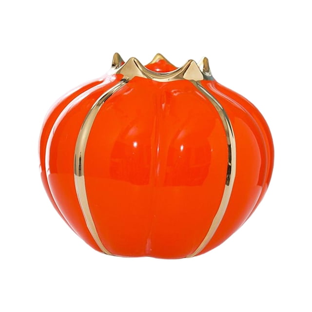 Jarrón de cerámica moderno para flores, decoración esmaltada, maceta decorativa para escritorio Naranja 17x7.5x12cm