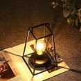 thumbnail image 3 of Lámpara de mesa geométrica de estilo retro de 10 pulgadas de alto, lámpara de hierro simple, inalámbrica, con temporizador de 6 horas, lámpara inalámbrica tipo jaula para balcón, fiesta, interior y, 3 of 8